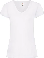 Fruit of the Loom Lady-Fit Valueweight V-Neck T Dámske tričko s výstrihom do V 16.1398 biele