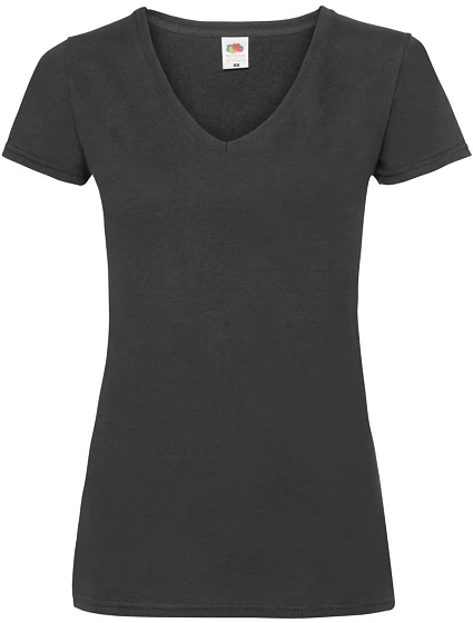 Fruit of the Loom Lady-Fit Valueweight V-Neck T Dámske tričko s výstrihom do V 16.1398 čierne
