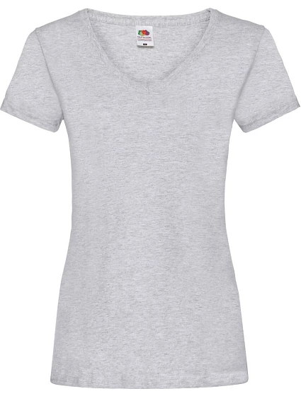 Fruit of the Loom Lady-Fit Valueweight V-Neck T Dámske tričko s výstrihom do V 16.1398 heather grey Fruit of the Loom Lady-Fit Valueweight V-Neck T Dámske tričko s výstrihom do V 16.1398 heather grey