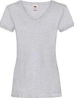Fruit of the Loom Lady-Fit Valueweight V-Neck T Dámske tričko s výstrihom do V 16.1398 heather grey