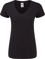 Fruit of the Loom Lady-Fit Iconic 150 T-shirt s výstrihom do V, dámske tričko 16.1444, čierne