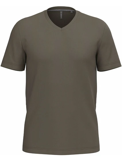 Kariban K 357 Pánske tričko s výstrihom do V 20.K357 tmavá khaki