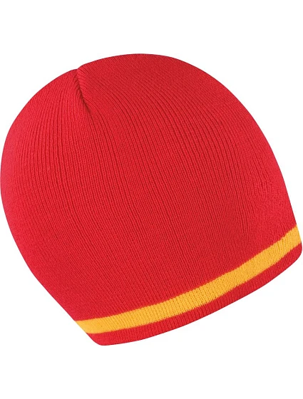 Result Headwear R 368X Pletená čiapka s kontrastnými pruhmi 28.368X červená/žltá Result Headwear R 368X Pletená čiapka s kontrastnými pruhmi 28.368X červená/žltá