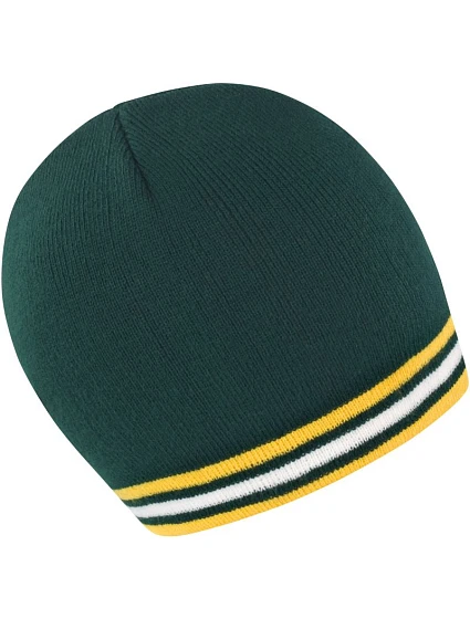 Result Headwear R 368X Pletená čiapka s kontrastnými pruhmi 28.368X zelená/zlatá-biela Result Headwear R 368X Pletená čiapka s kontrastnými pruhmi 28.368X zelená/zlatá-biela
