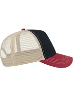 Atlantis Headwear Rapper Canvas-S 5-panelová truckerová čiapka 33.0234 tmavomodrá/bordová/khaki
