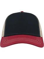 Atlantis Headwear Rapper Canvas-S 5-panelová truckerová čiapka 33.0234 tmavomodrá/bordová/khaki