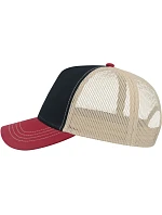 Atlantis Headwear Rapper Canvas-S 5-panelová truckerová čiapka 33.0234 tmavomodrá/bordová/khaki
