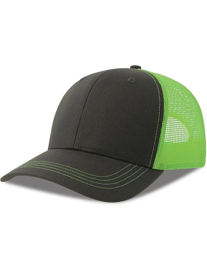 Atlantis Headwear Sonic-S 6-panelová truckerová čiapka 33.0259 tmavošedá/zelená fluo Atlantis Headwear Sonic-S 6-panelová truckerová čiapka 33.0259 tmavošedá/zelená fluo