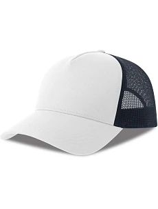 Atlantis Headwear Rapper Cotton-S 5-panelová truckerová čiapka 33.0260 biela/námornícka modrá