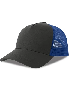 Atlantis Headwear Rapper Cotton-S 5-panelová truckerová čiapka 33.0260 tmavošedá/kráľovská modrá