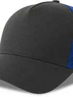 Atlantis Headwear Rapper Cotton-S 5-panelová truckerová čiapka 33.0260 tmavošedá/kráľovská modrá