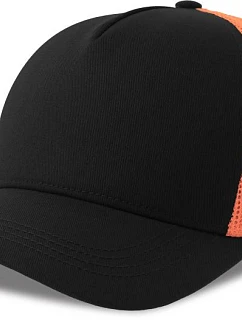 Atlantis Headwear Rapper Cotton-S 5-panelová truckerová čiapka 33.0260 čierna/oranžová fluo