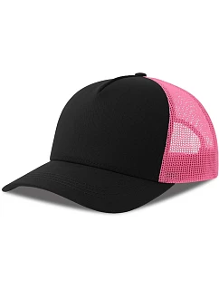 Atlantis Headwear Rapper Cotton-S 5-panelová truckerová čiapka 33.0260 čierna/fuchsiová fluo