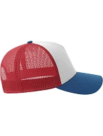 Atlantis Headwear Rapper Cotton-S 5-panelová truckerová čiapka 33.0260 biela/červená/kráľovská modrá Atlantis Headwear Rapper Cotton-S 5-panelová truckerová čiapka 33.0260 biela/červená/kráľovská modrá