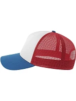 Atlantis Headwear Rapper Cotton-S 5-panelová truckerová čiapka 33.0260 biela/červená/kráľovská modrá Atlantis Headwear Rapper Cotton-S 5-panelová truckerová čiapka 33.0260 biela/červená/kráľovská modrá