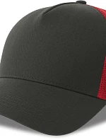 Atlantis Headwear Rapper Cotton-S 5-panelová truckerová čiapka 33.0260 tmavošedá/červená