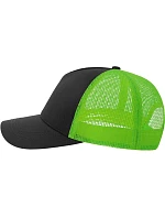 Atlantis Headwear Rapper Cotton-S 5-panelová truckerová čiapka 33.0260 čierna/zelená fluo Atlantis Headwear Rapper Cotton-S 5-panelová truckerová čiapka 33.0260 čierna/zelená fluo
