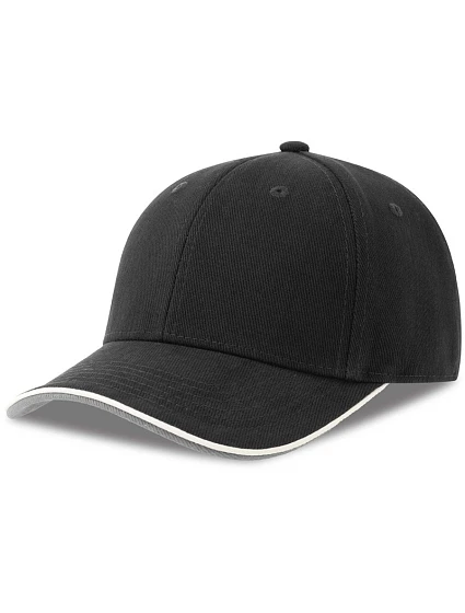 Atlantis Headwear Pilot Piping Sandwich-S 6-panelová ťažká sendvičová čiapka 33.0274 čierna