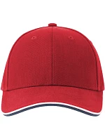 Atlantis Headwear Pilot Piping Sandwich-S 6-panelová ťažká sendvičová čiapka 33.0274 červená