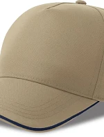 Atlantis Headwear Recy Five Piping – 5-panelová sendvičová čiapka 33.0282 khaki/navy