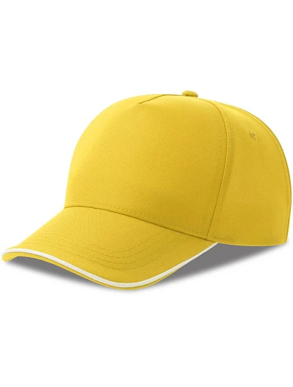 Atlantis Headwear Recy Five Piping – 5-panelová sendvičová čiapka 33.0282 žltá/biela