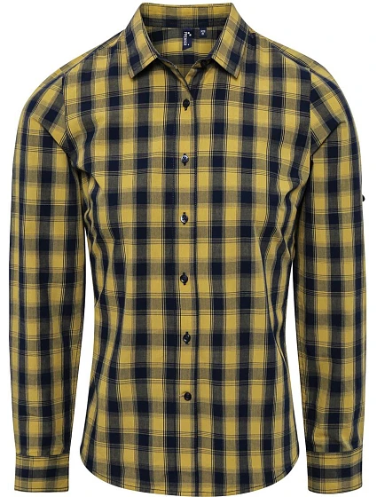 Premier PR 350 Popelínová blúzka s dlhými rukávmi „Mulligan“ 39.0350 camel/navy