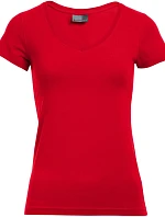 Promodoro 3086 Dámske tričko Slim Fit s výstrihom do V 40.3086 ohnivo červené