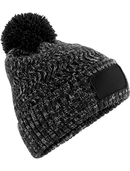 Beechfield B 331 Pletená čepice s bambulí "Ramble Patch" 53.0331 black twist