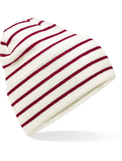Beechfield B 39R Pletená čiapka s pruhmi a manžetou 53.039R soft white/classic red Beechfield B 39R Pletená čiapka s pruhmi a manžetou 53.039R soft white/classic red