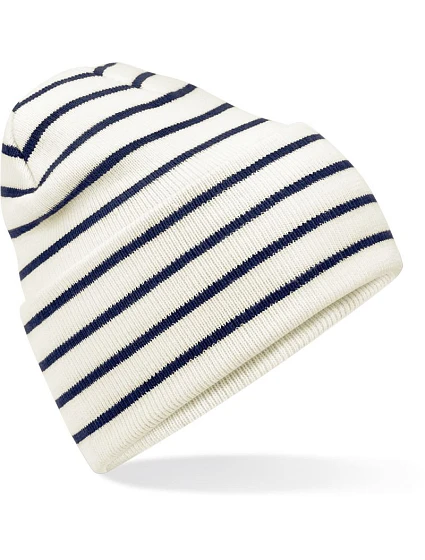 Beechfield B 39R Pletená čiapka s pruhmi a manžetou 53.039R soft white/french navy Beechfield B 39R Pletená čiapka s pruhmi a manžetou 53.039R soft white/french navy