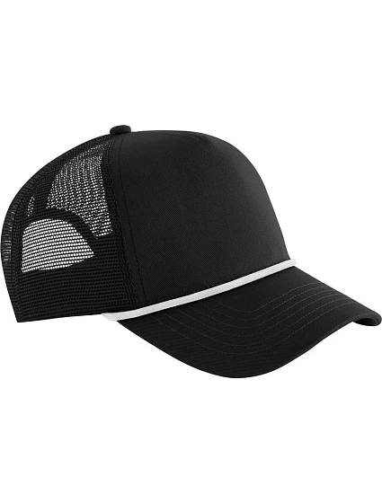 Beechfield B 633 5 panelová Trucker kšiltovka "Rope" 53.0633 black/white