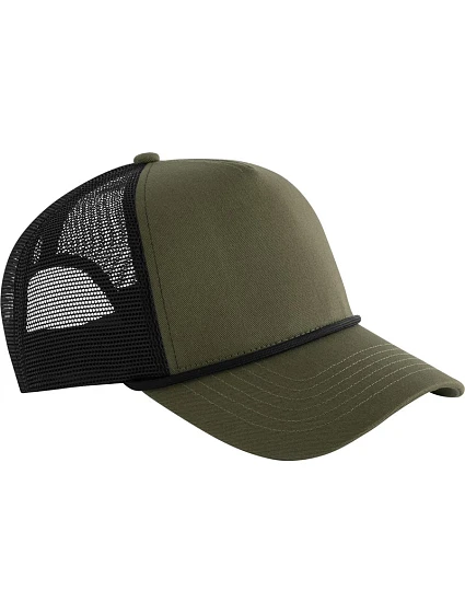 Beechfield B 633 5 panelová Trucker kšiltovka "Rope" 53.0633 military green/black Beechfield B 633 5 panelová Trucker kšiltovka "Rope" 53.0633 military green/black
