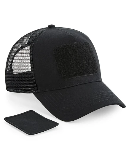 Beechfield B 641 5-panelová čiapka s klobúkom „Removable Patch Trucker“ 53.0641 čierna