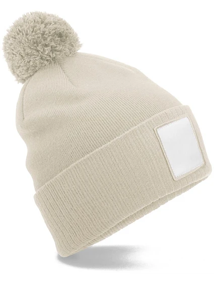 Beechfield B 338R Pletená čepice Patch "Pompon" 53.338R oatmeal/white Beechfield B 338R Pletená čepice Patch "Pompon" 53.338R oatmeal/white