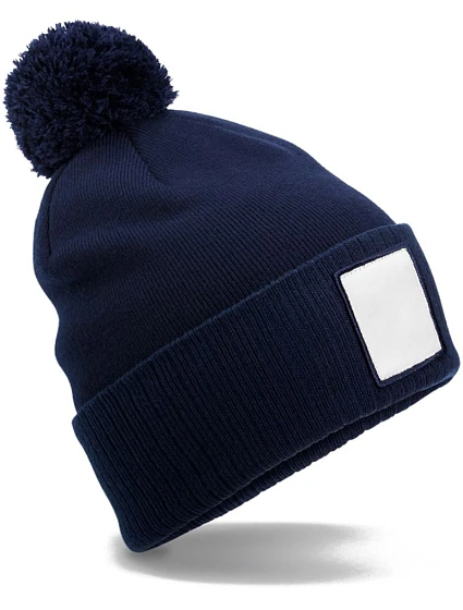 Beechfield B 338R Pletená čiapka Patch „Pompon“ 53.338R oxford navy/biela Beechfield B 338R Pletená čiapka Patch „Pompon“ 53.338R oxford navy/biela