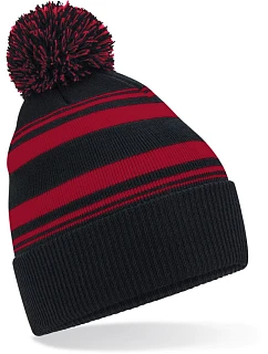 Beechfield B 473R Pletená čepice s pruhy "Fan" 53.473R black/classic red