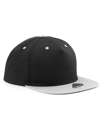 Beechfield B 610C 5-panelová snapbacková čiapka s kontrastným lemom 53.610C čierna/sivá Beechfield B 610C 5-panelová snapbacková čiapka s kontrastným lemom 53.610C čierna/sivá