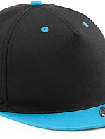 Beechfield B 610C 5-panelová snapbacková čiapka s kontrastným lemom 53.610C čierna/surfovo modrá