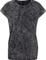 Build your Brand BY 053 Dámske tričko „Acid Wash“ 56.0053 tmavošedá biela