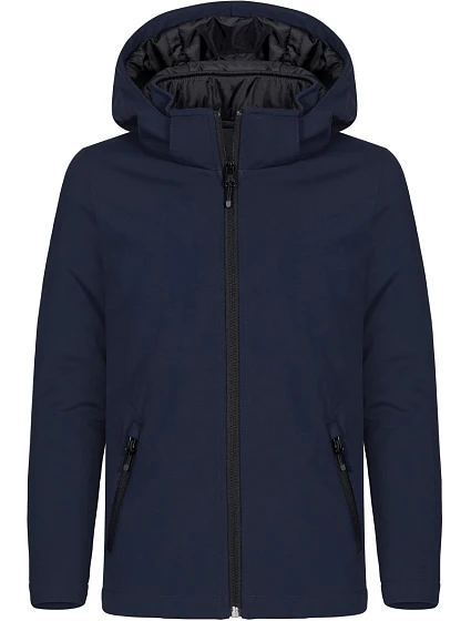 Clique Padded Hooded Softshell Junior Detská zateplená softshellová bunda s kapucňou 67.0906 tmavomodrá