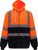 Mikina s kapucňou Yoko HVK 07 Hi-Vis 79.VK07, vysoká viditeľnosť, oranžová/námornícka modrá
