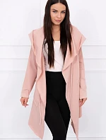 Voľná pláštenka s kapucňou tmavo púdrovo ružová