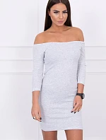 Pruhované priliehavé šaty svetlo šedej