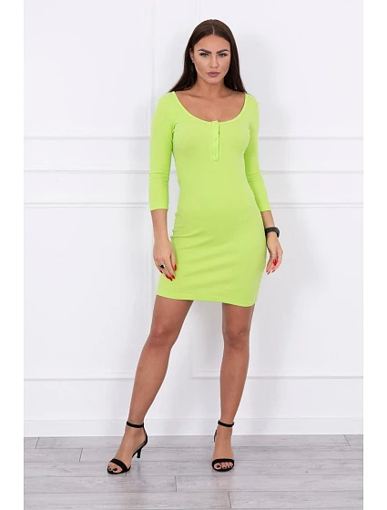 Šaty s výstřihem na knoflíky kiwi