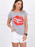 Blúzka s potlačou pier šedá