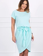 Šaty s obálkovým spodným dielom v mätovej farbe