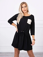 Šaty s flitrovým vreckom čierne