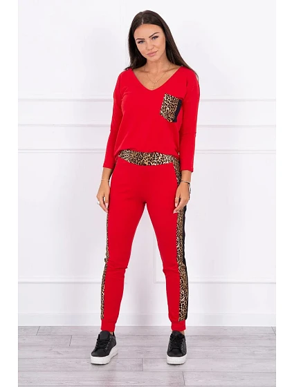 Sada s leopardím potiskem červená
