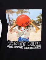 Šaty s potlačou Honey girl čierne