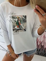 Blúzka s potlačou Star Style biela